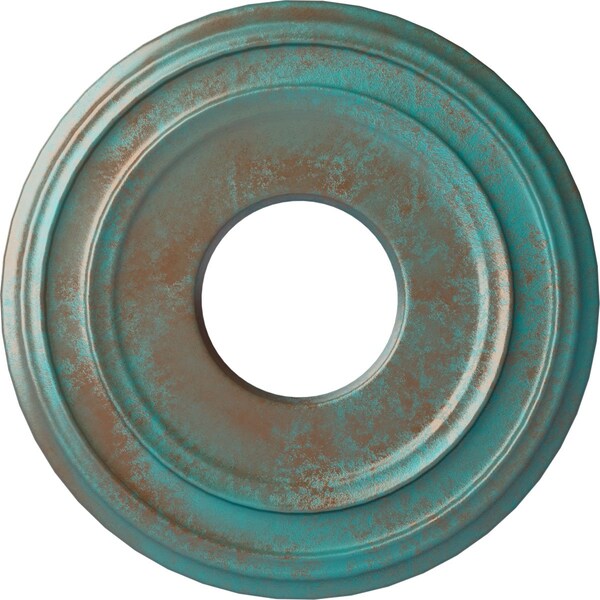 Ekena Millwork Classic Ceiling Medallion (Canopies up to 7 1/4"), 12 3/8"OD x 4"ID x 1 1/8"P, Copper Green Patina CM12CLCGS - main